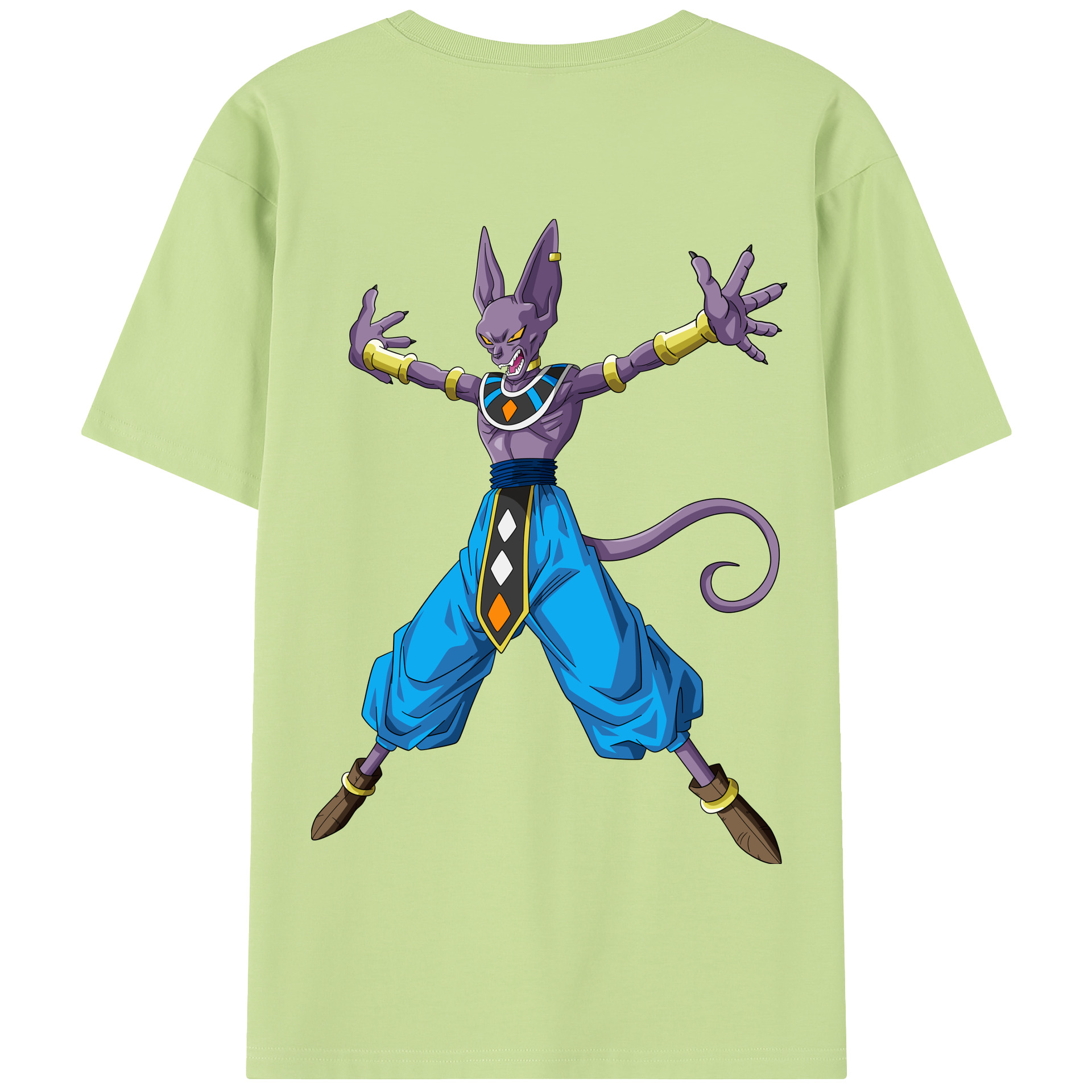 （画像用） ドラゴンボール ビルス 破壊神ビルス DRAGON BALL Beerus Birusu 綿100％半袖Tシャツ（背面プリント）